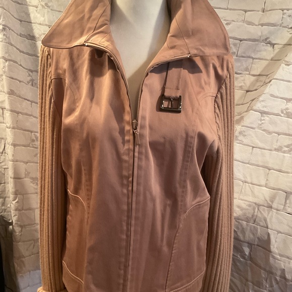 “RODIER” VINTAGE Blush/Salmon Colour Zip Up Knit Sleeved Cotton Blend Jacket. - Picture 3 of 15